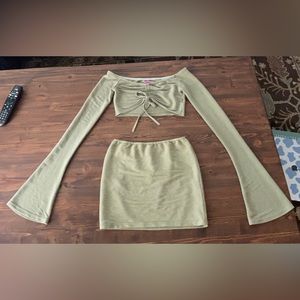 Edikted Green Crop Top and Skirt Set